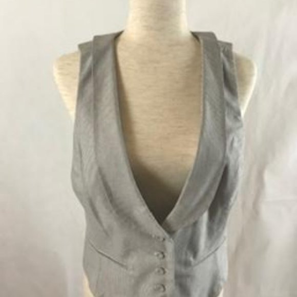 NWOT Ann Taylor Loft Striped V-neck Button Front Vest with Collar Size M - Picture 8 of 13
